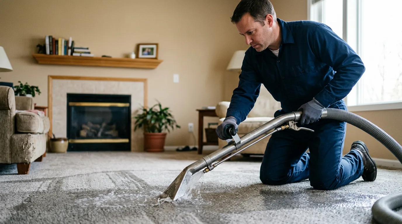 Water damage restoration technician working near Jonesville, NC